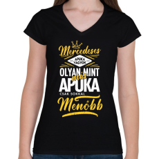 PRINTFASHION Mercedeses apuka - Női V-nyakú póló - Fekete