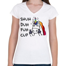 PRINTFASHION Mérges egyszarvú - Női V-nyakú póló - Fehér
