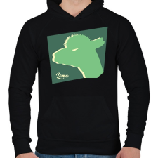 PRINTFASHION Mérges láma - Férfi kapucnis pulóver - Fekete férfi pulóver, kardigán