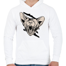 PRINTFASHION Mérges macska - Férfi kapucnis pulóver - Fehér női pulóver, kardigán