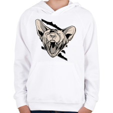 PRINTFASHION Mérges macska - Gyerek kapucnis pulóver - Fehér gyerek pulóver, kardigán
