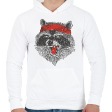 PRINTFASHION Mérges mosómedve - Férfi kapucnis pulóver - Fehér férfi pulóver, kardigán