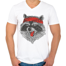 PRINTFASHION Mérges mosómedve - Férfi V-nyakú póló - Fehér