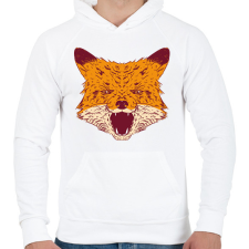 PRINTFASHION Mérges róka - Férfi kapucnis pulóver - Fehér férfi pulóver, kardigán