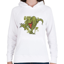 PRINTFASHION Mérges T-rex - Női kapucnis pulóver - Fehér női pulóver, kardigán