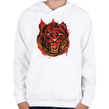 PRINTFASHION Mérges tigris - Gyerek kapucnis pulóver - Fehér gyerek pulóver, kardigán