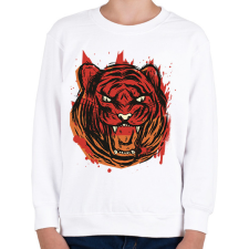 PRINTFASHION Mérges tigris - Gyerek pulóver - Fehér gyerek pulóver, kardigán