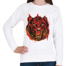 PRINTFASHION Mérges tigris - Női pulóver - Fehér