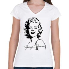 PRINTFASHION merilyn monroe - Női V-nyakú póló - Fehér