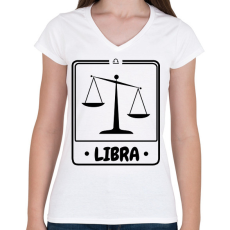 PRINTFASHION mérleg - Női V-nyakú póló - Fehér
