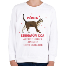 PRINTFASHION Mérleg - Szingapúri cica - Gyerek pulóver - Fehér