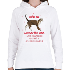 PRINTFASHION Mérleg - Szingapúri cica - Női kapucnis pulóver - Fehér