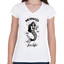 PRINTFASHION Mermaid for life - Női V-nyakú póló - Fehér női póló