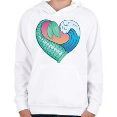 PRINTFASHION Mermaid love - Gyerek kapucnis pulóver - Fehér