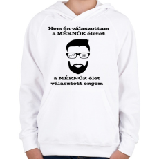 PRINTFASHION Mérnök élet - Gyerek kapucnis pulóver - Fehér