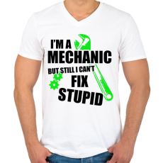 PRINTFASHION Mérnök vagyok, de a hülyéket nem lehet megjavítani - Férfi V-nyakú póló - Fehér