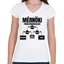 PRINTFASHION Mérnöki problémamegoldás - Női V-nyakú póló - Fehér női póló