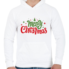 PRINTFASHION Merry Christmas - Boldog karácsonyt - Férfi kapucnis pulóver - Fehér