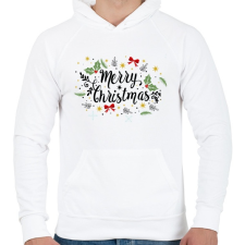 PRINTFASHION Merry Christmas - Férfi kapucnis pulóver - Fehér férfi pulóver, kardigán