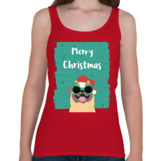 PRINTFASHION MERRY CHRISTMAS MOPSZ - Női atléta - Cseresznyepiros