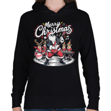 PRINTFASHION Merry Christmas - Női kapucnis pulóver - Fekete női pulóver, kardigán