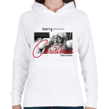 PRINTFASHION Merry Christmas - Santa - Női kapucnis pulóver - Fehér női pulóver, kardigán