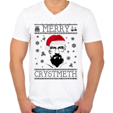 PRINTFASHION merry crystmeth - Férfi V-nyakú póló - Fehér férfi póló
