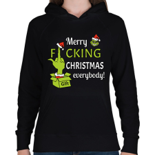 PRINTFASHION Merry f.cking christmas - Női kapucnis pulóver - Fekete női pulóver, kardigán