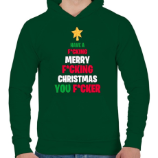 PRINTFASHION Merry Fcking Christmas Tree - Férfi kapucnis pulóver - Sötétzöld