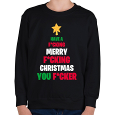 PRINTFASHION Merry Fcking Christmas Tree - Gyerek pulóver - Fekete