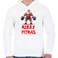 PRINTFASHION Merry Fitmas - Férfi kapucnis pulóver - Fehér férfi pulóver, kardigán