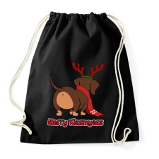 PRINTFASHION Merry Kiss my ass tacskó - Sportzsák, Tornazsák - Fekete tornazsák