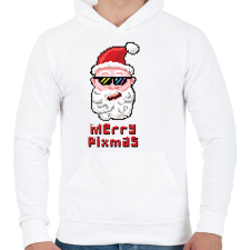 PRINTFASHION Merry Pixmas Karácsonyi ajándék - Férfi kapucnis pulóver - Fehér férfi pulóver, kardigán