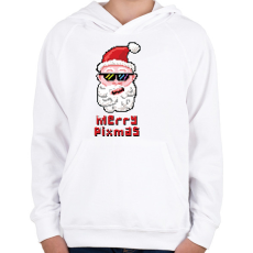 PRINTFASHION Merry Pixmas Karácsonyi ajándék - Gyerek kapucnis pulóver - Fehér