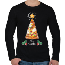 PRINTFASHION Merry Pizzamas fehér - Férfi hosszú ujjú póló - Fekete