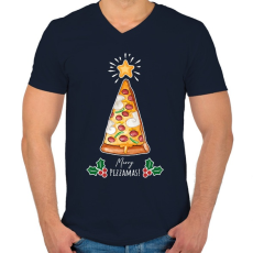 PRINTFASHION Merry Pizzamas fehér - Férfi V-nyakú póló - Sötétkék