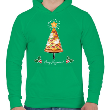 PRINTFASHION Merry Pizzamas pizzalapáttal fehér - Férfi kapucnis pulóver - Zöld férfi pulóver, kardigán