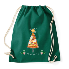 PRINTFASHION Merry Pizzamas pizzalapáttal fehér - Sportzsák, Tornazsák - Sötétzöld tornazsák