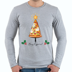 PRINTFASHION Merry Pizzamas pizzalapáttal - Férfi hosszú ujjú póló - Sport szürke