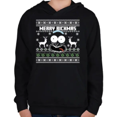 PRINTFASHION Merry Rickmas - fehér - Gyerek kapucnis pulóver - Fekete