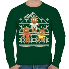 PRINTFASHION Merry Rickmas mézeskalács - Férfi pulóver - Sötétzöld férfi pulóver, kardigán