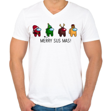 PRINTFASHION Merry Susmas - Férfi V-nyakú póló - Fehér férfi póló
