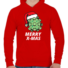 PRINTFASHION MERRY X-MAS - Férfi kapucnis pulóver - Piros férfi pulóver, kardigán