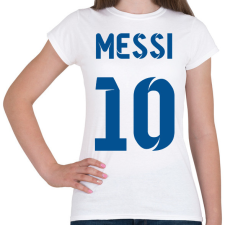 PRINTFASHION Messi 10 kék - Női póló - Fehér női póló