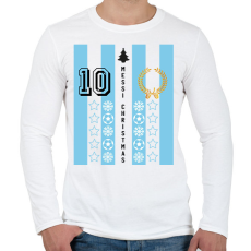 PRINTFASHION Messi Christmas - Férfi hosszú ujjú póló - Fehér