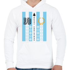 PRINTFASHION Messi Christmas - Férfi kapucnis pulóver - Fehér férfi pulóver, kardigán