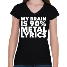 PRINTFASHION Metal lyrics - Női V-nyakú póló - Fekete