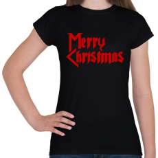 PRINTFASHION Metal Merry Christmas - Női póló - Fekete
