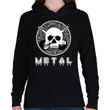 PRINTFASHION metal skull - Női kapucnis pulóver - Fekete női pulóver, kardigán