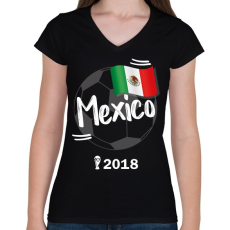 PRINTFASHION Mexikó - Női V-nyakú póló - Fekete